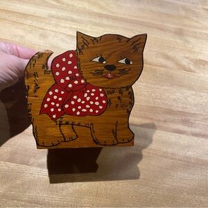 Hand-Painted Brown Cat Figurine Storage
